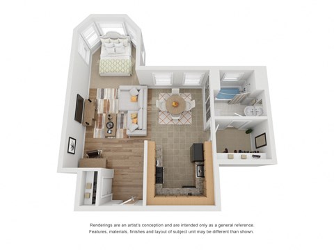 Floor plan for studio, 1 bath, 350 sqft